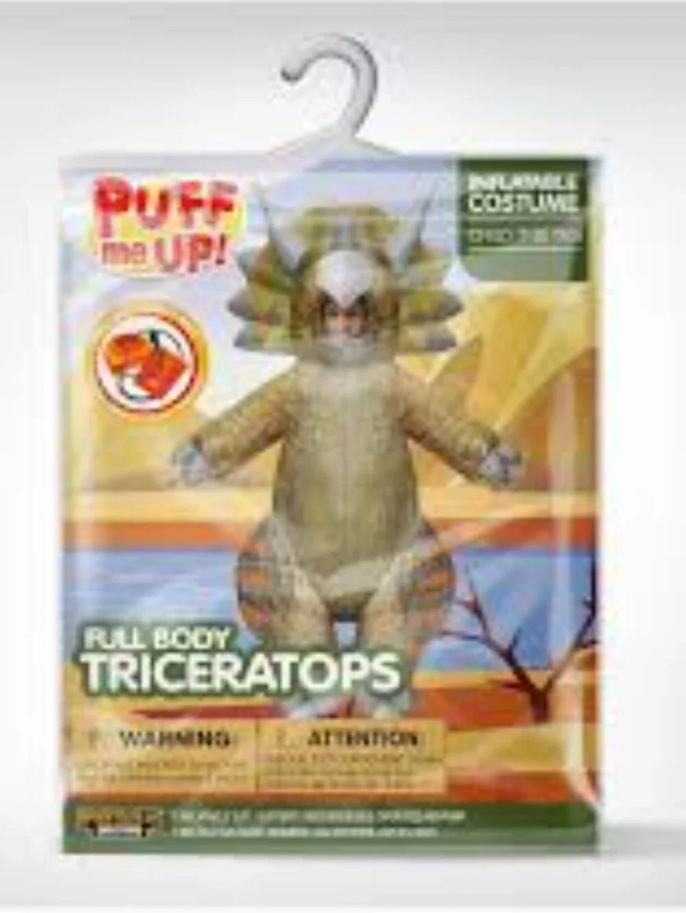 Spooktacular Creation Inflatable Triceratops Kids Costume Size 7-10
